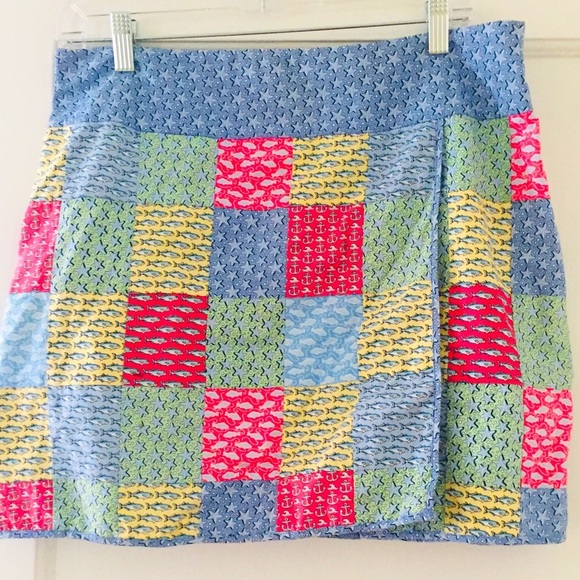 Vineyard Vines By Shep & Ian 10th Anniversary Patchwork  Faux Wrap Skirt - Picture 1 of 11